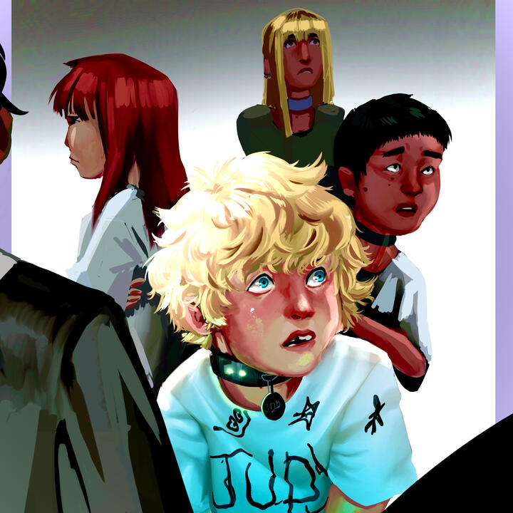 judas in a crowd of kids